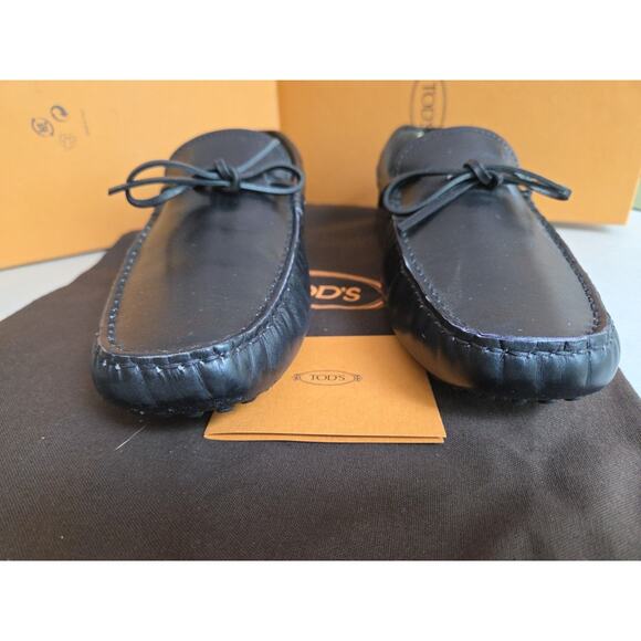 100% Auth Tod\'s Mens Laccetto City Gommino Black Leather Flats Uk7.5 Us8.5 main image 7